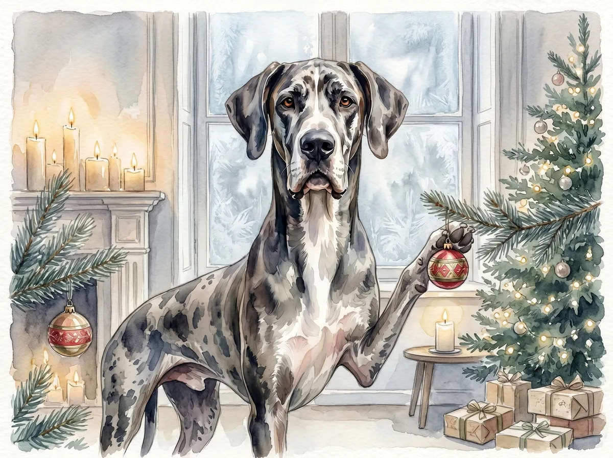 Great Dane watercolor calendar month 12